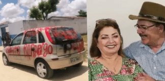 Primeira-dama de Agrestina (PE) descobre suposta traição do prefeito e picha carro: “Raparigo”