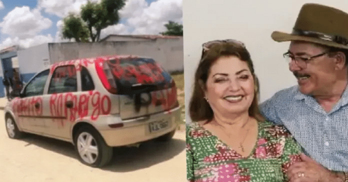 Primeira-dama de Agrestina (PE) descobre suposta traição do prefeito e picha carro: “Raparigo”