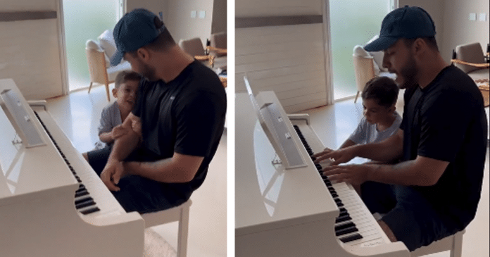 Filho de Marília Mendonça aparece em vídeo cantando com o pai e emociona