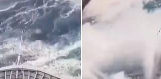 Vídeo chocante mostra onda gigante ‘engolindo’ cruzeiro de luxo na Dinamarca