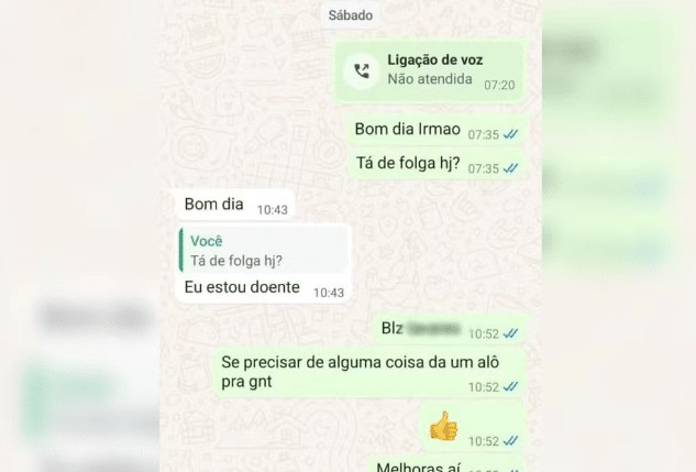 contioutra.com - Print mostra adolescente que tirou a vida de fam&iacute;lia fingindo ser pai justificando falta no trabalho