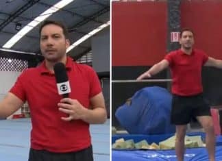 Vídeo: Repórter da Globo viraliza nas redes sociais ao dar mortal em treino da ginástica artística
