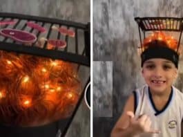 Pai transforma cabelo do filho em churrasqueira acesa e viraliza nas redes: “vai um churrasquinho aí?”