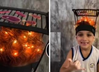Pai transforma cabelo do filho em churrasqueira acesa e viraliza nas redes: “vai um churrasquinho aí?”