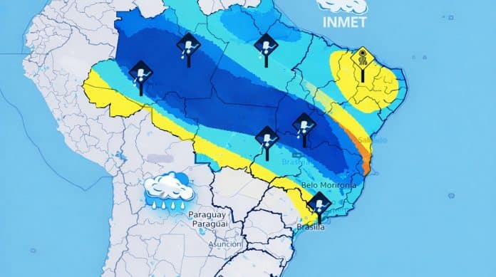 Brasil em alerta: previsão aponta chuva forte de Norte a Sul e volumes que chegam a 100mm