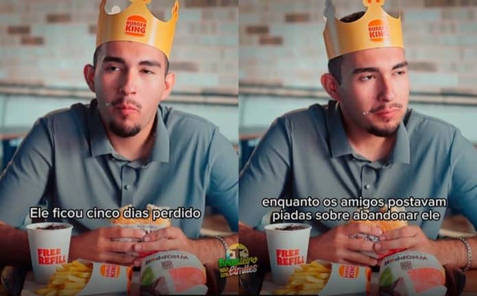 Revelado quanto jovem abandonado pela amiga em montanha ganhou para ser protagonista de campanha do Burger King