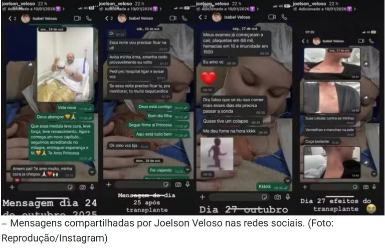 contioutra.com - Prints revelam alertas ignorados? Pai de Isabel Veloso acusa hospital ap&oacute;s troca de mensagens com a filha