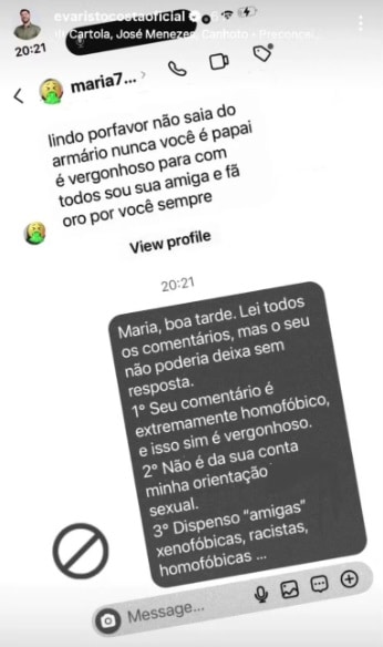Evaristo Costa dá resposta afiada a internauta que comentou sobre sua sexualidade contioutra.com - Evaristo Costa dá resposta afiada a internauta que comentou sobre sua sexualidade