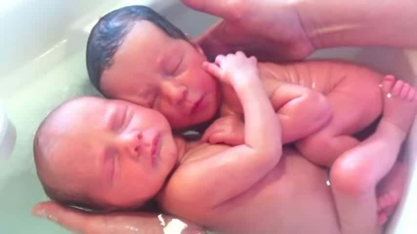 contioutra.com - G&ecirc;meos rec&eacute;m-nascidos n&atilde;o param de se abra&ccedil;ar como faziam no &uacute;tero