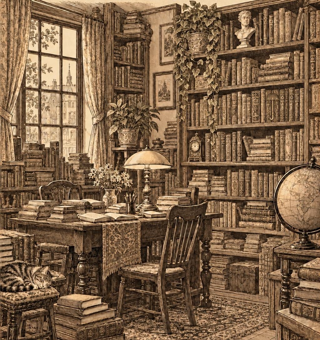 contioutra.com - Desafio visual: O guarda-chuva n&atilde;o est&aacute; onde voc&ecirc; provavelmente procuraria nesta livraria cheia de detalhes