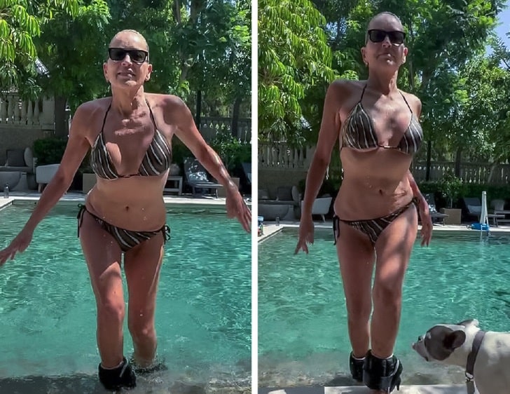 contioutra.com - Sharon Stone posa de biqu&iacute;ni aos 68 anos, mas n&atilde;o &eacute; s&oacute; a atriz que chama aten&ccedil;&atilde;o na imagem