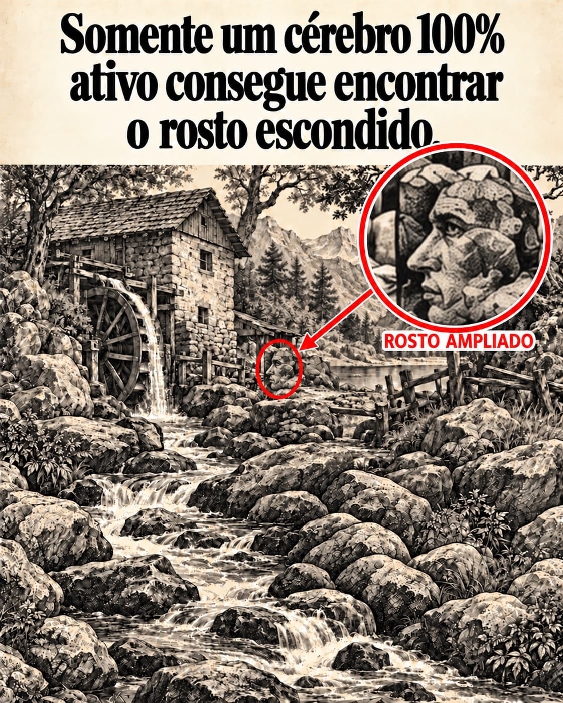 contioutra.com - H&aacute; um rosto escondido no desenho do moinho e ele N&Atilde;O aparece onde voc&ecirc; olha primeiro